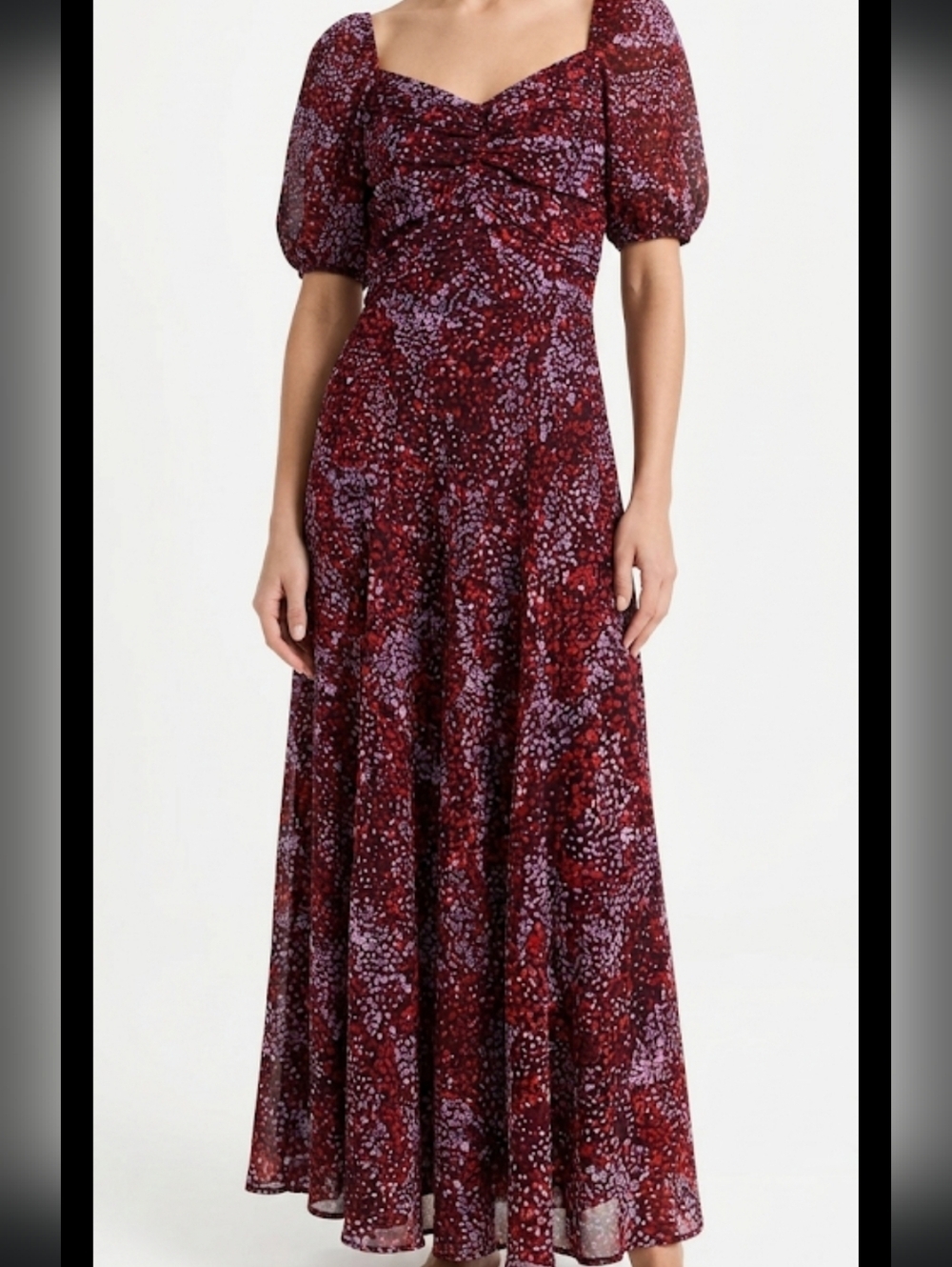Vintage Sweetheart Neckline Maxi Dress with Puff Sleeves XXS to XS Handmade